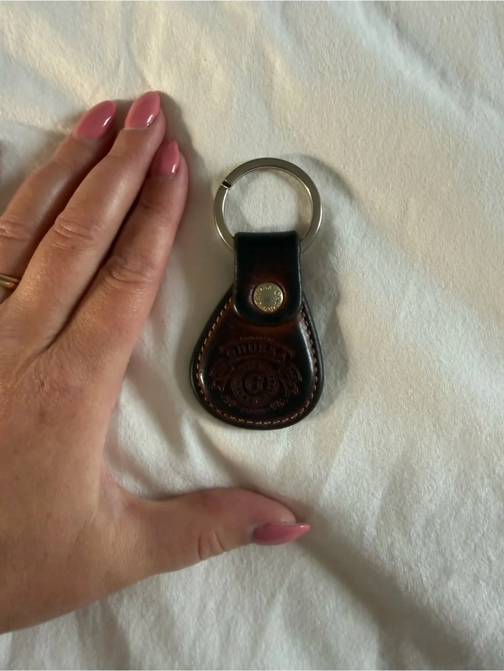 Ghurka No. 226 Dark Brown Leather Embossed Key Holder with Brass Ring